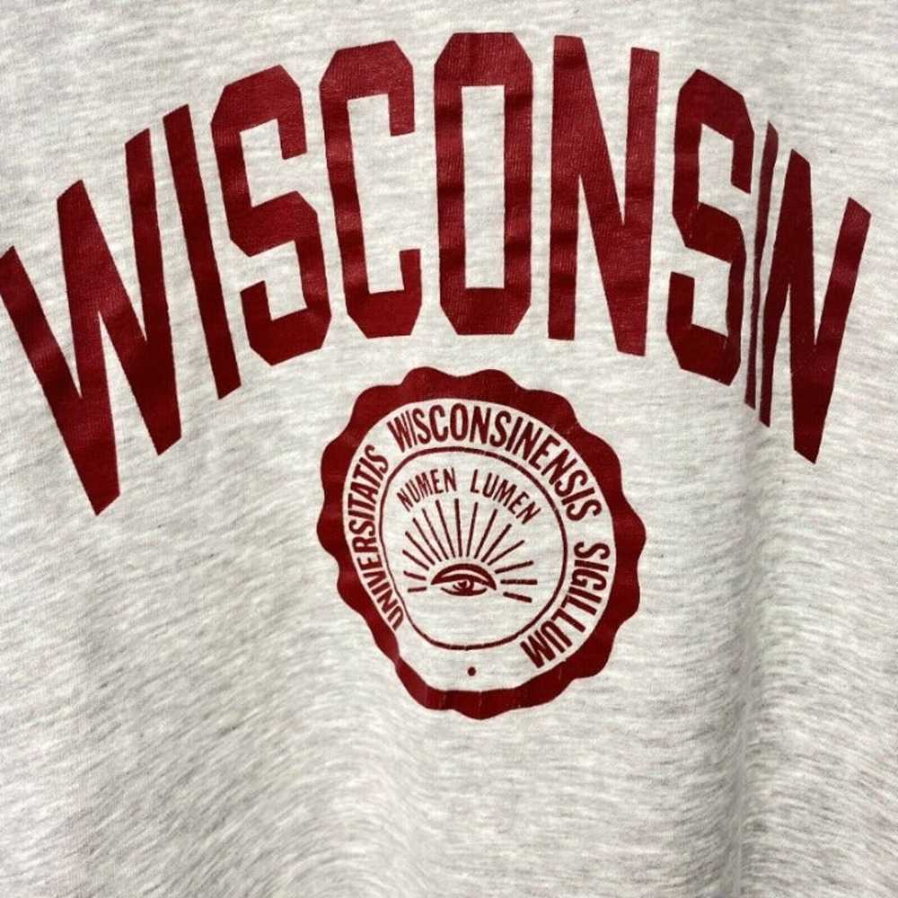 Champion Wisconsin University L Gray T-shirt Vint… - image 2