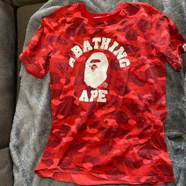 Bape Authentic Red Bathing Ape Camo t shirt - image 1