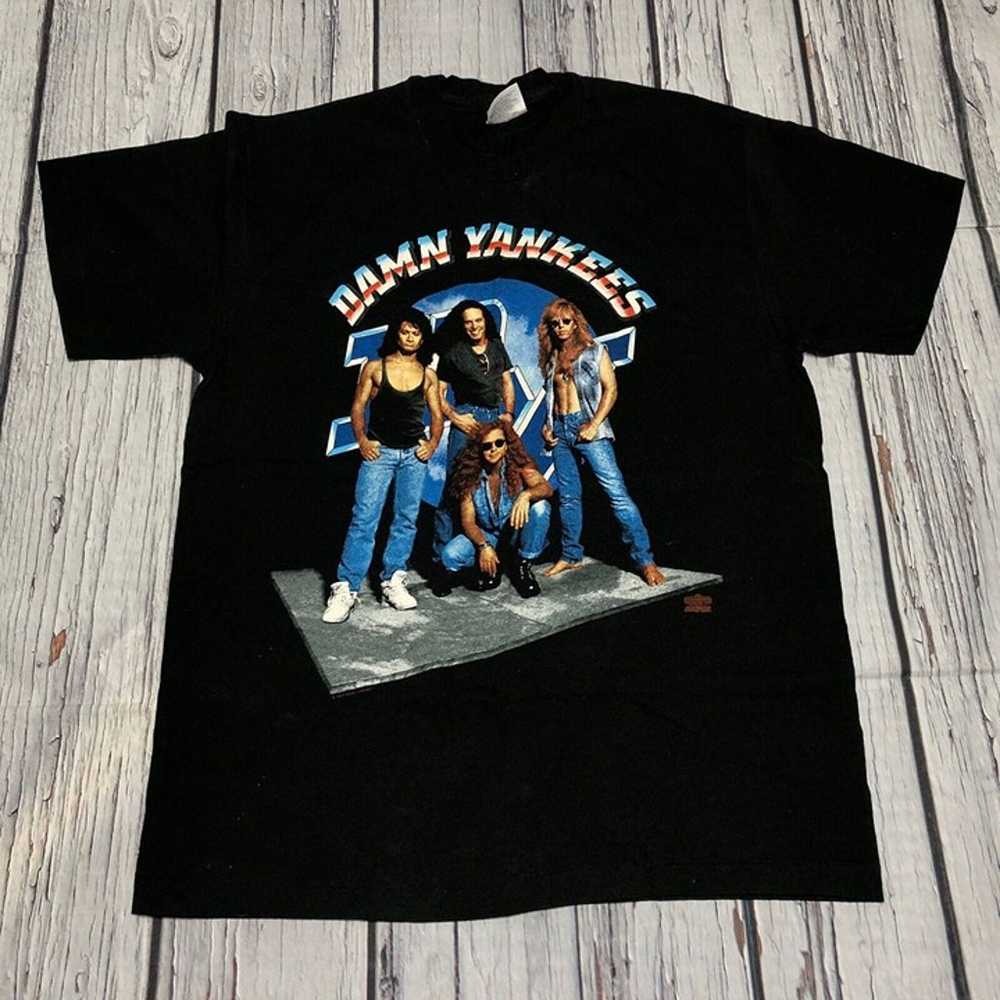 1993 Damn Yankees Vintage T-Shirt Size L Black Do… - image 1