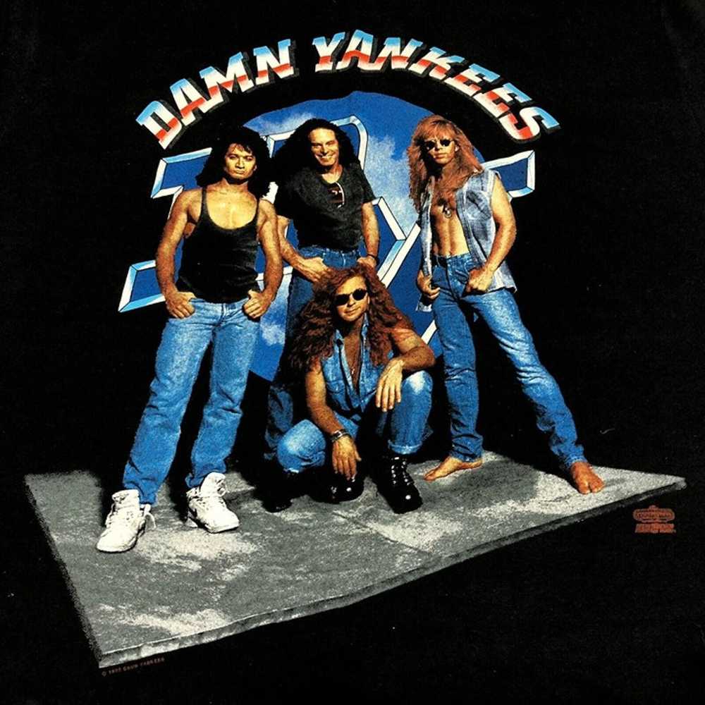 1993 Damn Yankees Vintage T-Shirt Size L Black Do… - image 2