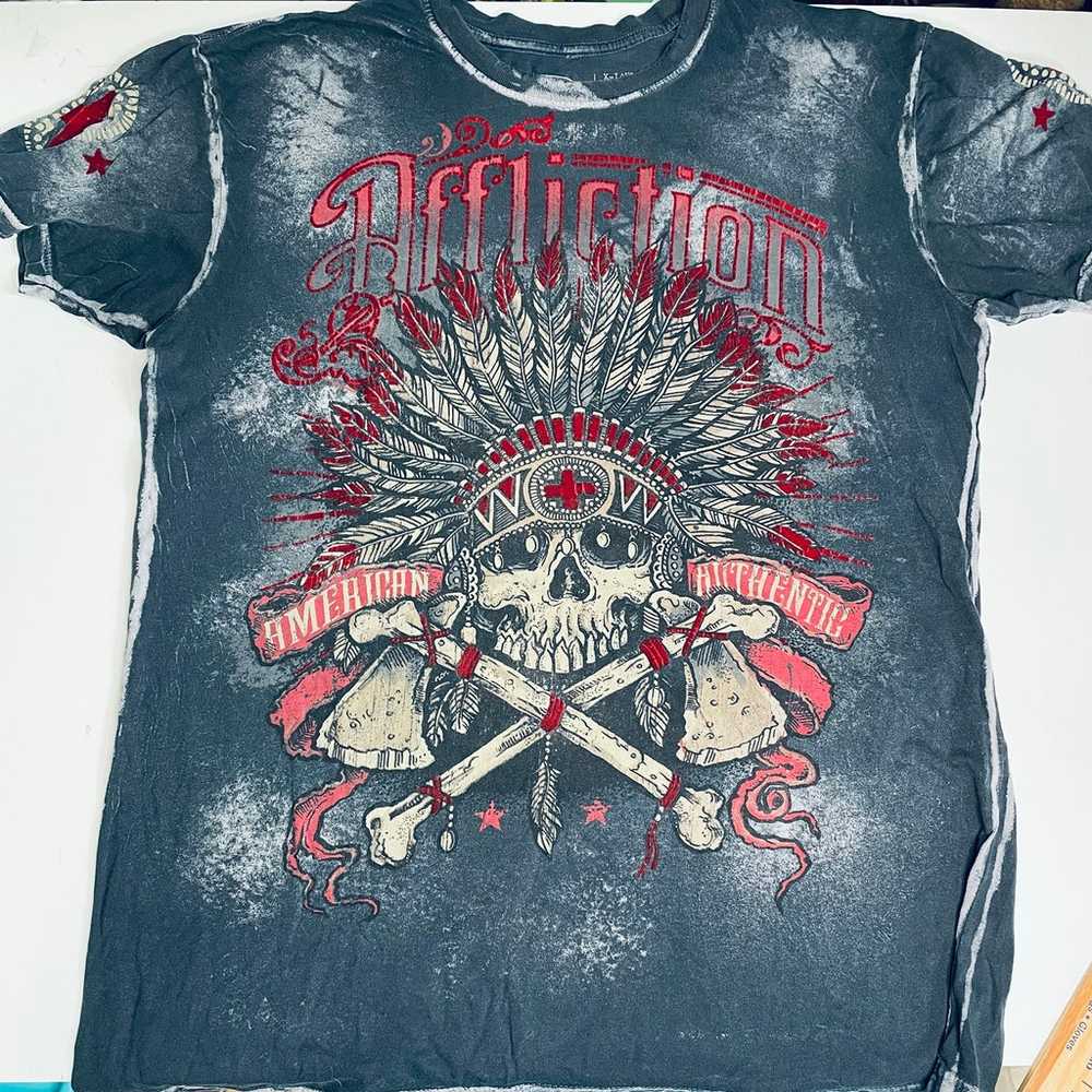 Affliction distressed Native American born free s… - image 1