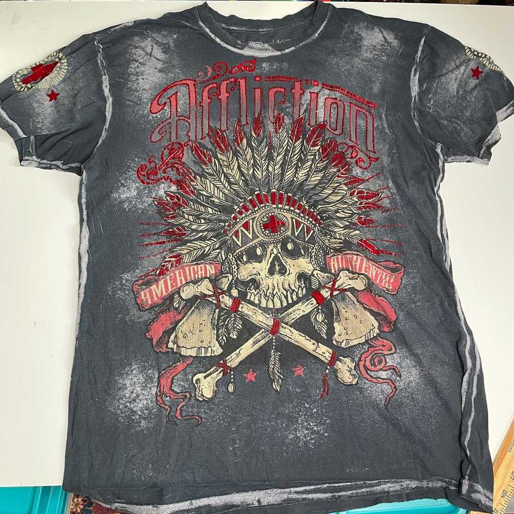 Affliction distressed Native American born free s… - image 8