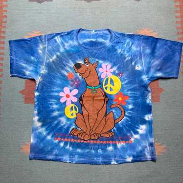 Vintage scooby doo t shirt tie dye hippie flowers… - image 1