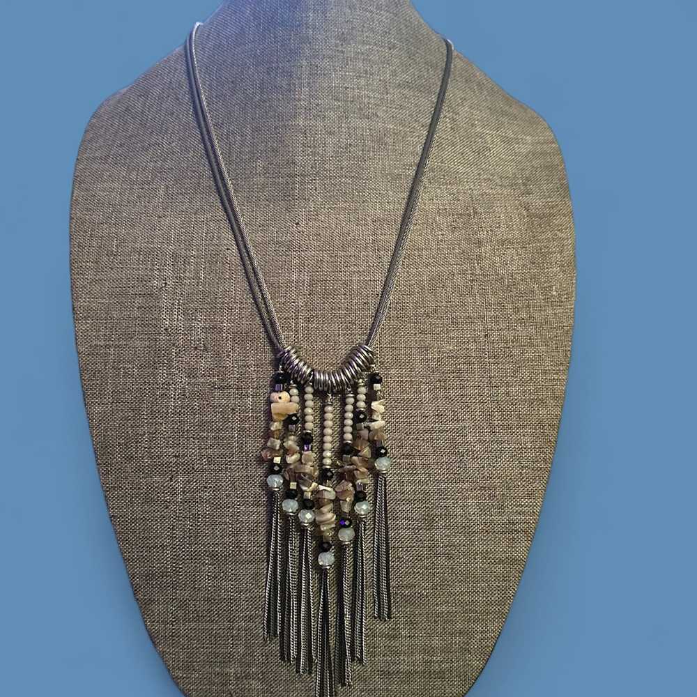 Other Long boho two tone bead fringe necklace - image 1