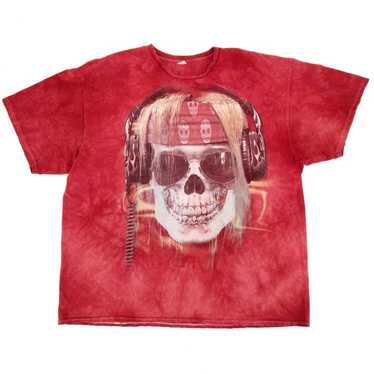 Rocker Biker Skull Flame Tie Dye T-Shirt