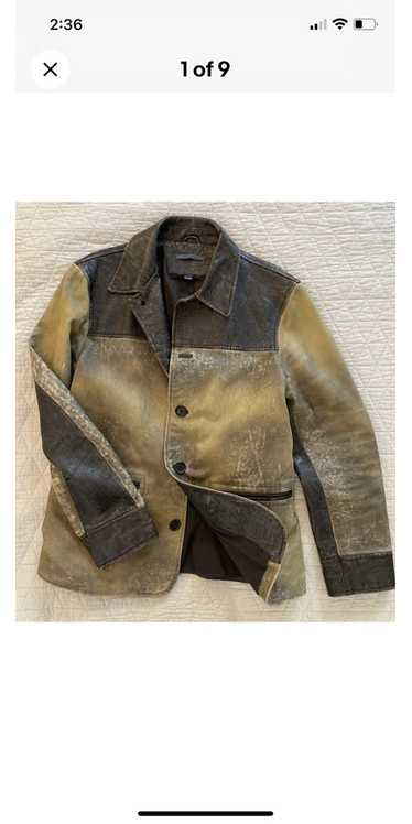 John Varvatos Mix Dyed Heavy Cowhide Leather Coat