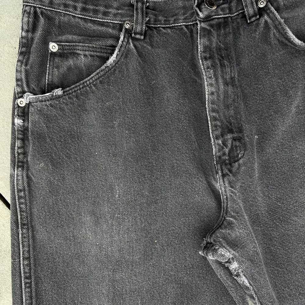 Wrangler Y2K Distressed Repaired Black Denim Jeans - image 3