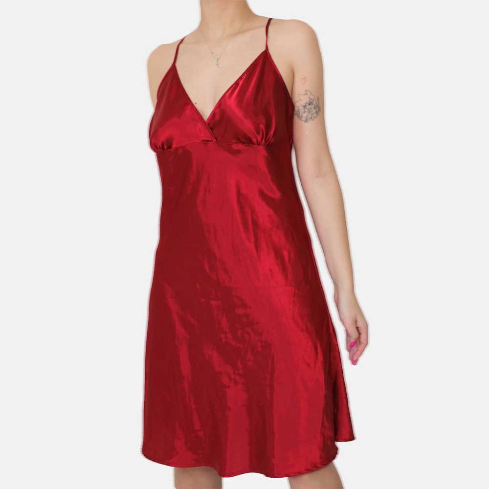 Vintage DEEP CHERRY RED NIGHTGOWN SLIP DRESS - image 1