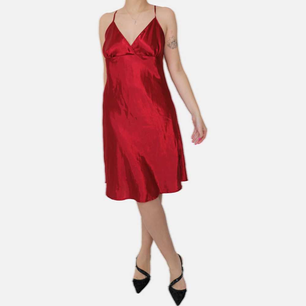 Vintage DEEP CHERRY RED NIGHTGOWN SLIP DRESS - image 3