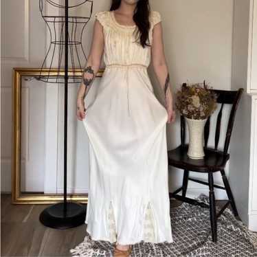 Vintage 1940s Silk Slip Nightgown Dress - image 1