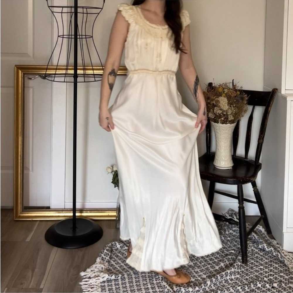 Vintage 1940s Silk Slip Nightgown Dress - image 4