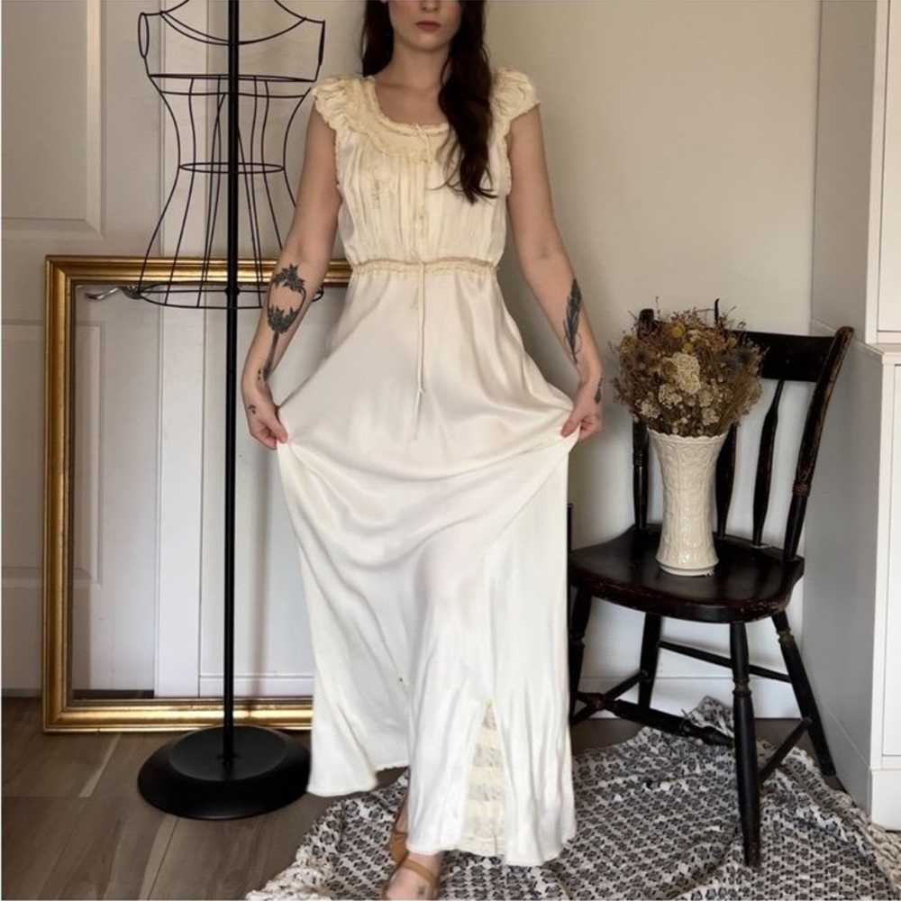 Vintage 1940s Silk Slip Nightgown Dress - image 5