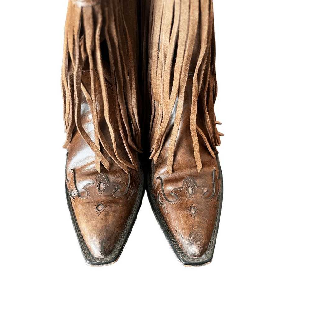 Leather Dingo Fringe Leather cowboy western Boots… - image 12