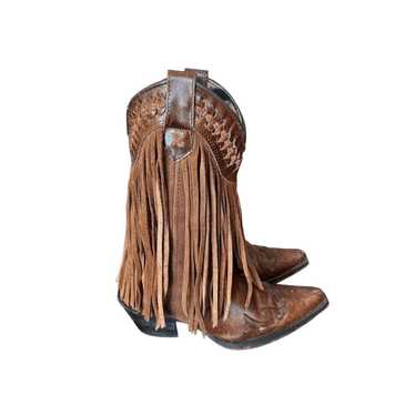 Leather Dingo Fringe Leather cowboy western Boots… - image 1