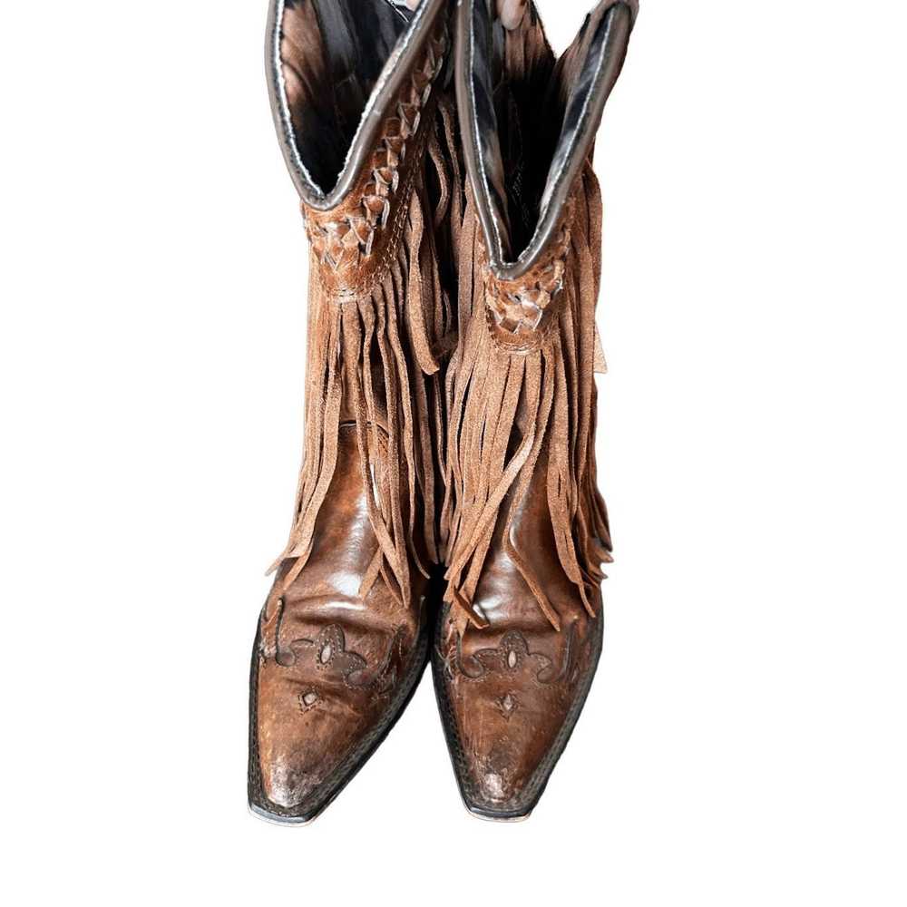 Leather Dingo Fringe Leather cowboy western Boots… - image 5