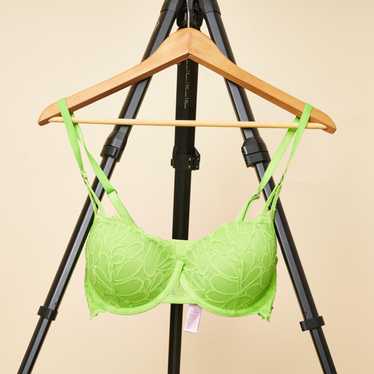 Savage Not Sorry Lightly Lined Lace Balconette Bra in Blue & Green