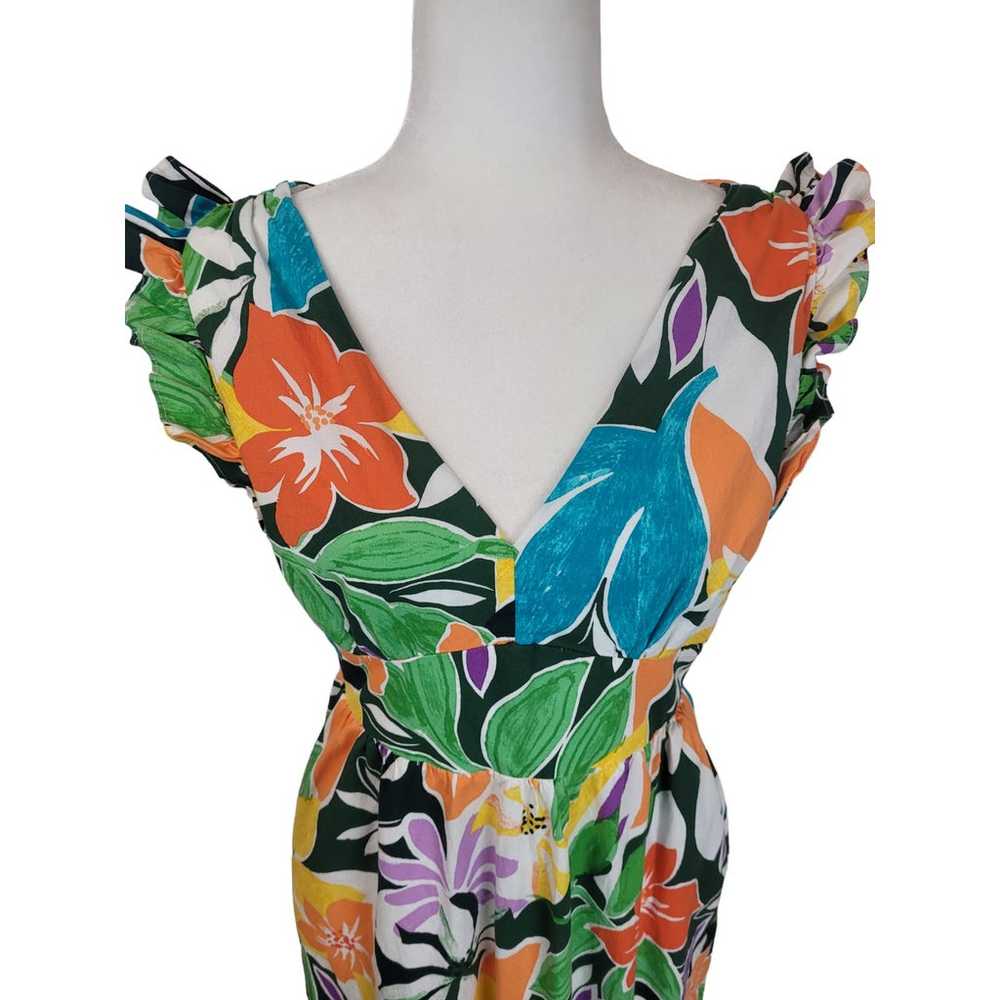 Maggy London Tropical Floral V-Neck Ruffle Sleeve… - image 3