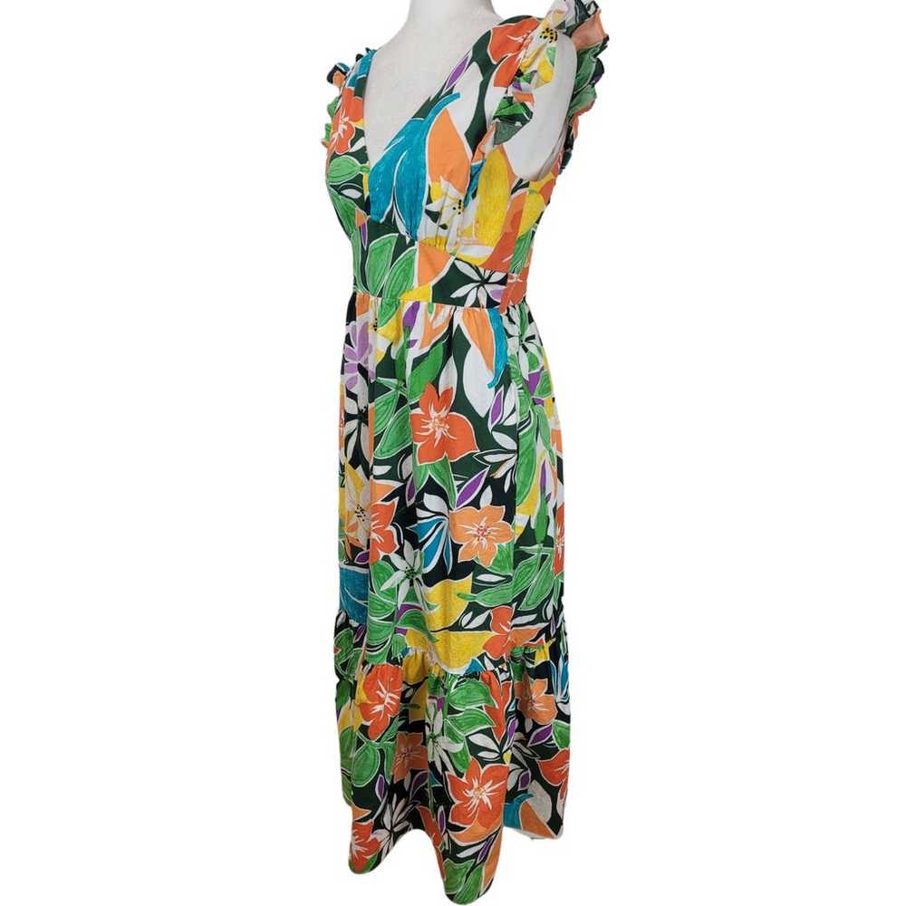 Maggy London Tropical Floral V-Neck Ruffle Sleeve… - image 4