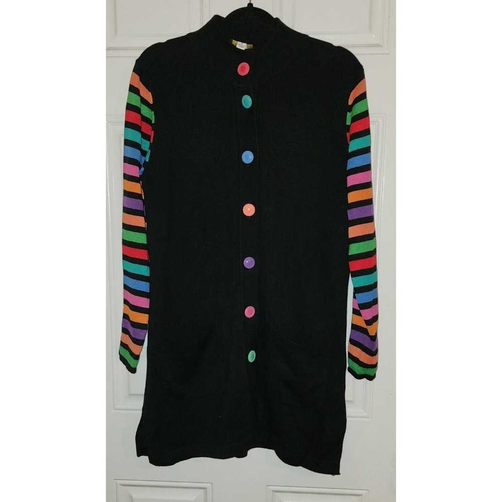 Vintage 90s Bob Mackie Wearable Art Black Rainbow… - image 1