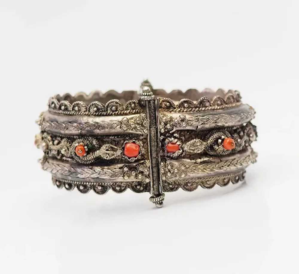 Antique ornate ethnic traditional silver and cora… - image 5