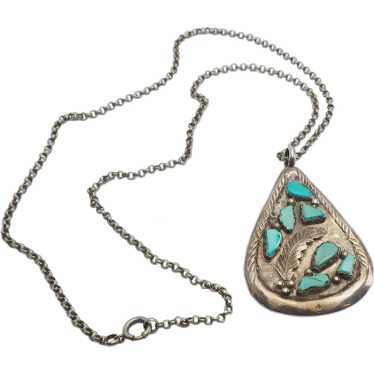 Amazing huge sterling silver turquoise antique Nat