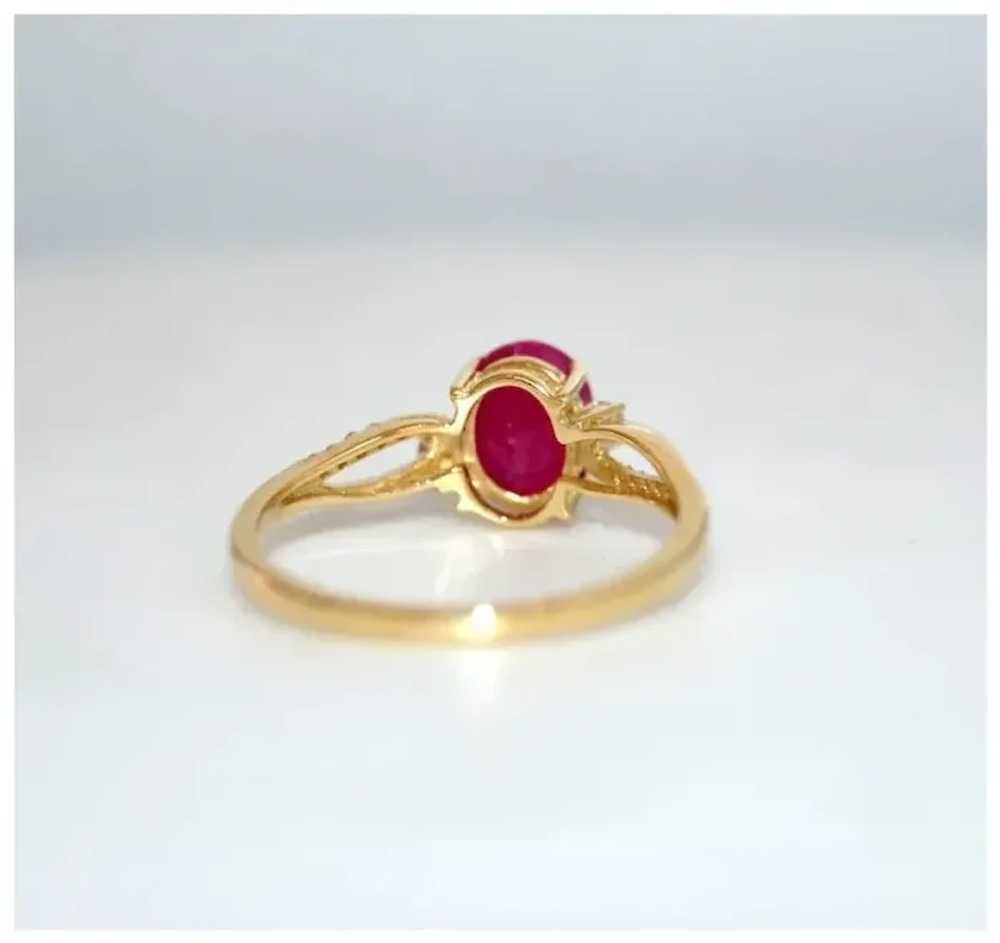 Burmese Ruby Gold Ring Solitaire with Accents - image 7
