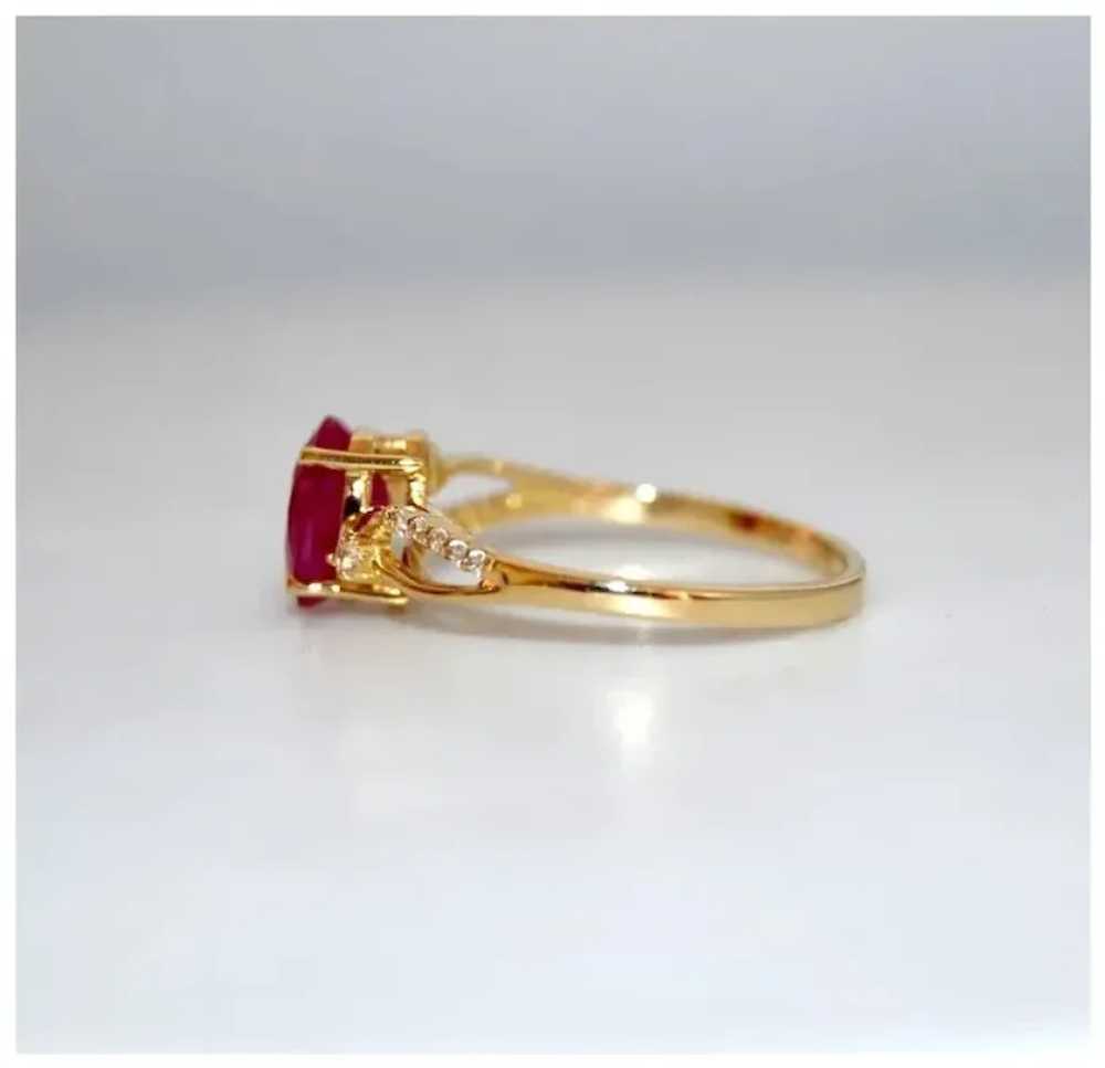 Burmese Ruby Gold Ring Solitaire with Accents - image 8