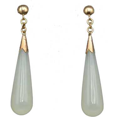 Vintage Jade and 14k Gold Drop Earrings - image 1