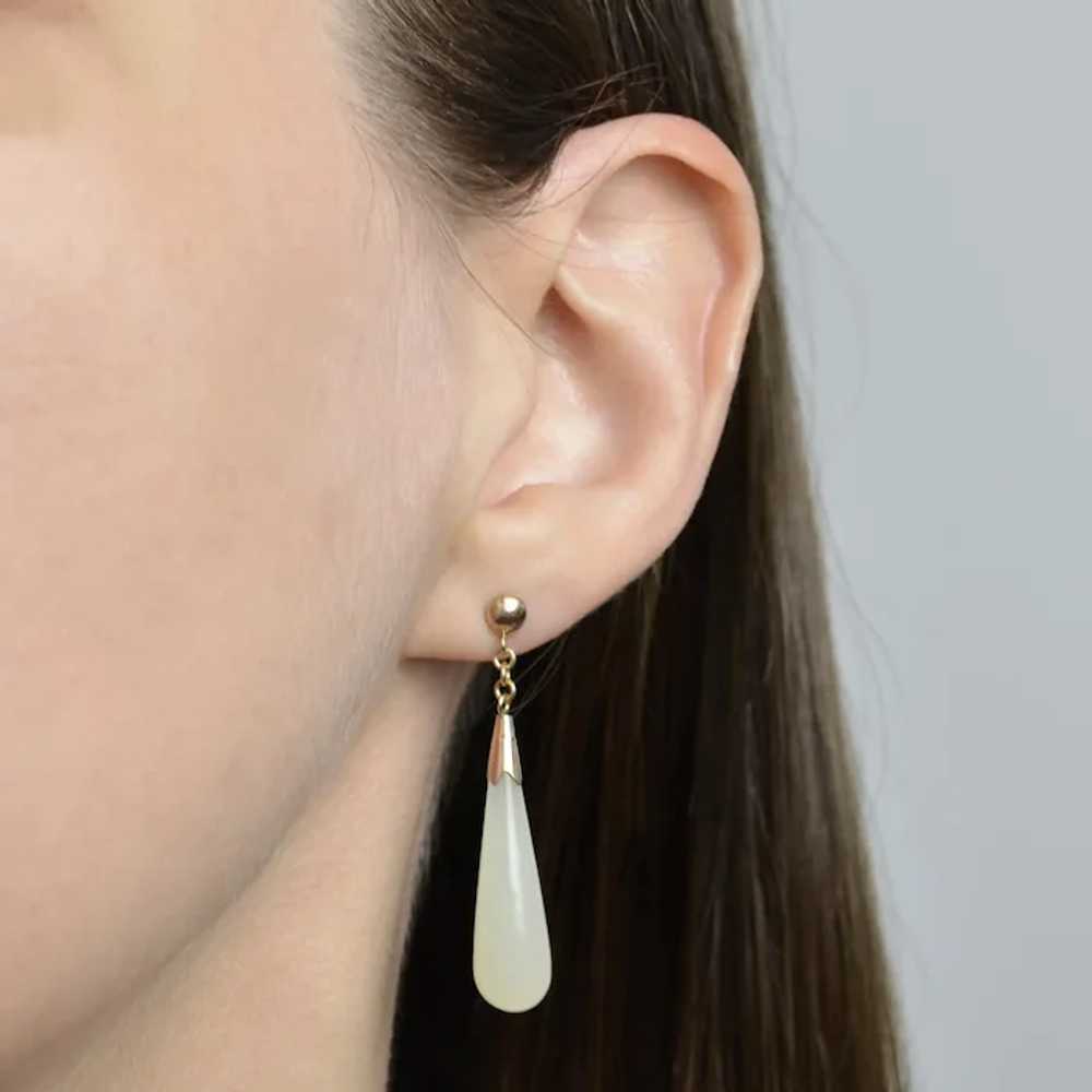 Vintage Jade and 14k Gold Drop Earrings - image 2