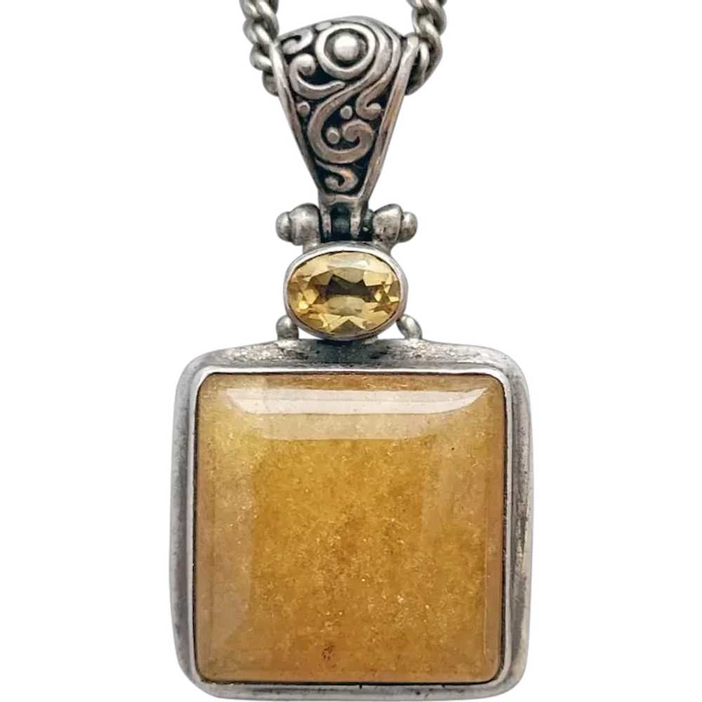 Citrine and Yellow Agate Necklace .925 Fine Jewel… - image 1