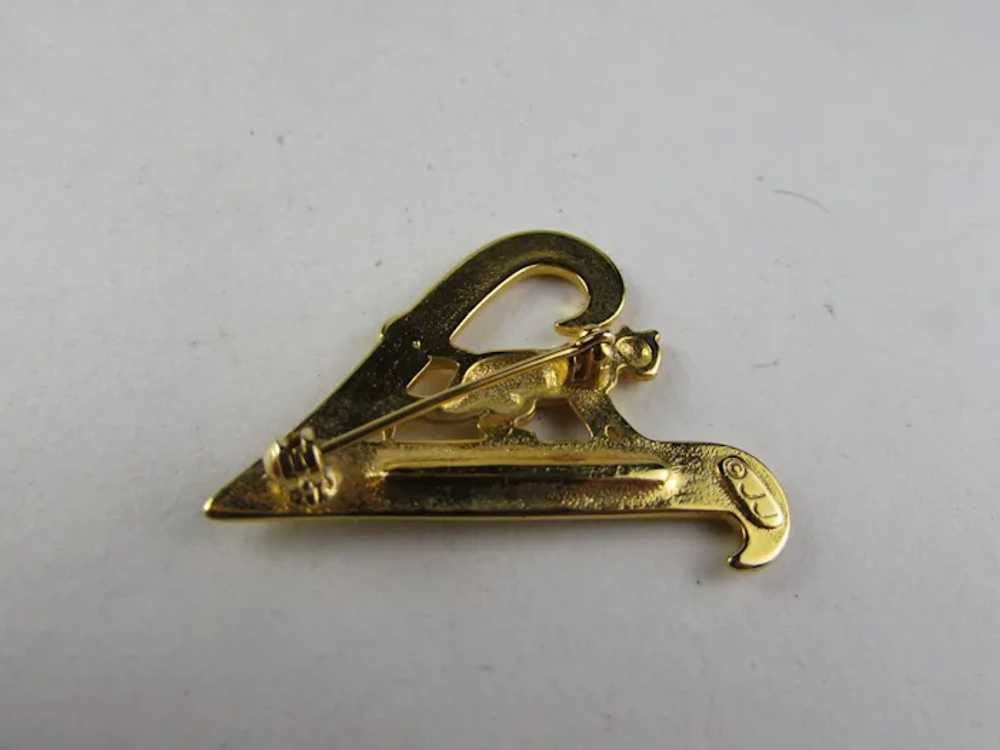 Signed JJ Gold Tone Running Cat with Clear Crysta… - image 11