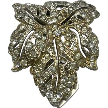 Vintage Coro Rhinestone Leaf Dress Clip - image 1