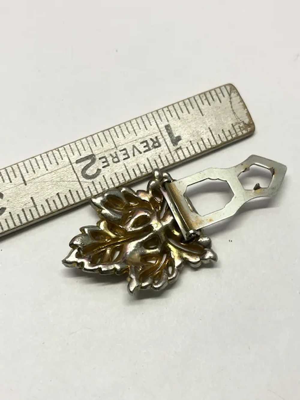 Vintage Coro Rhinestone Leaf Dress Clip - image 2