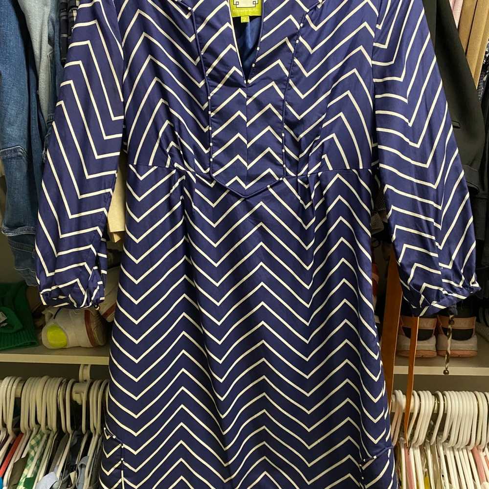 2 Elizabeth McKay blue striped sheath Dress - image 1