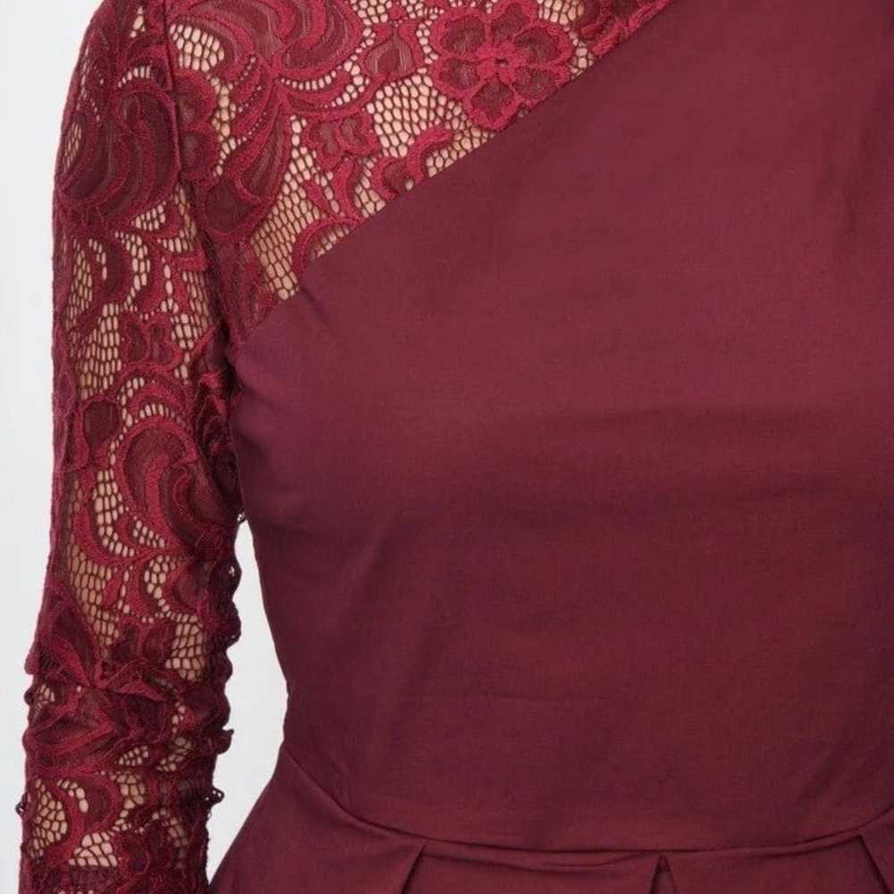 Unique Vintage Burgundy Asymmetrical Lace Swing R… - image 2
