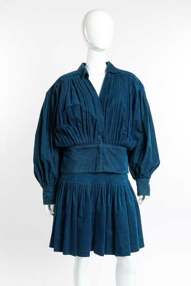 NORMA KAMALI Pleated Corduroy Jacket & Skirt Set
