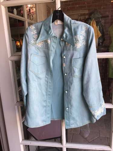 1960s pastel blue embroidered jacket