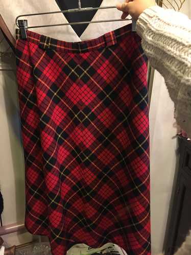 1960s Red Plaid Wool Skirt - image 1