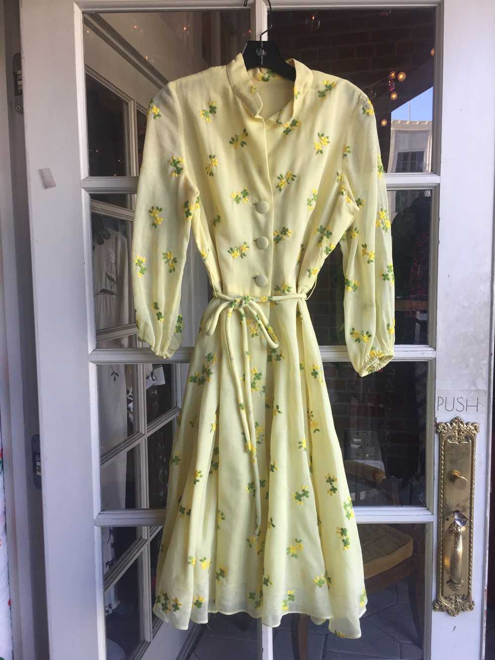 1960s Yellow Embroidered Dress Gem