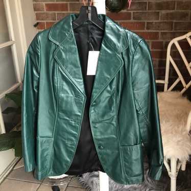 1970s Green Leather Blazer - image 1