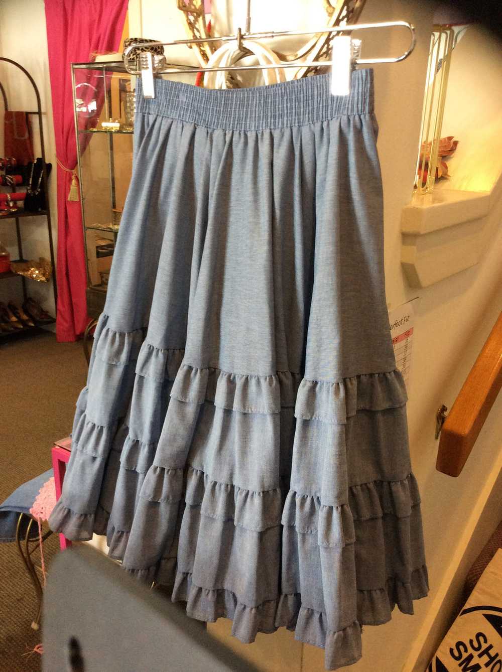 Chambray ruffled circle skirt - image 1