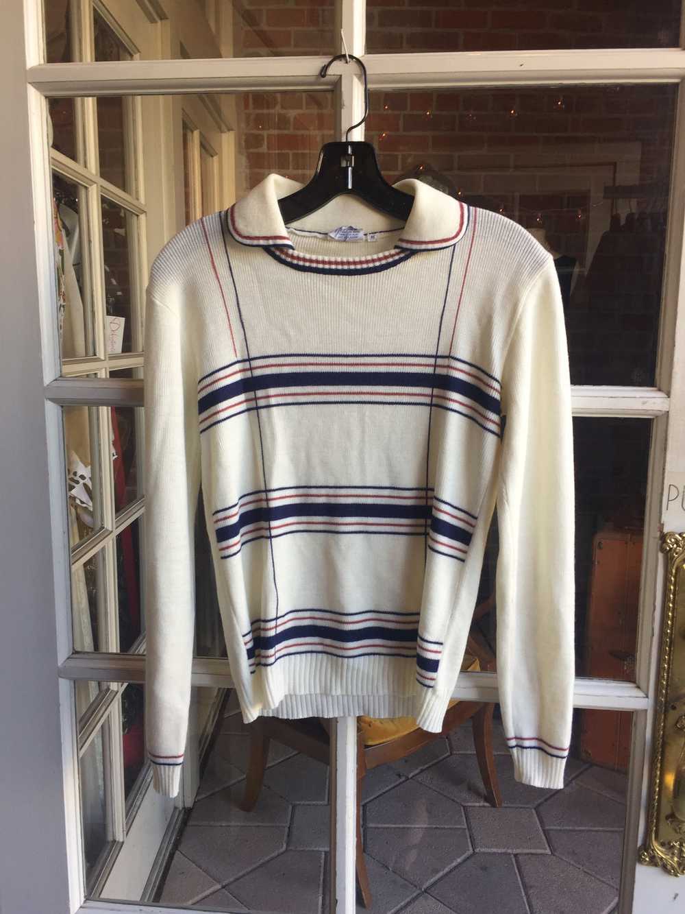 1970s striped collared sweater - image 1