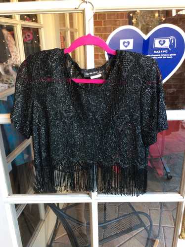 80s black fringe top