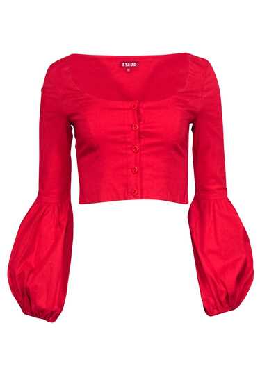 Staud - Red Poplin Long Sleeve "Monica" Cropped To