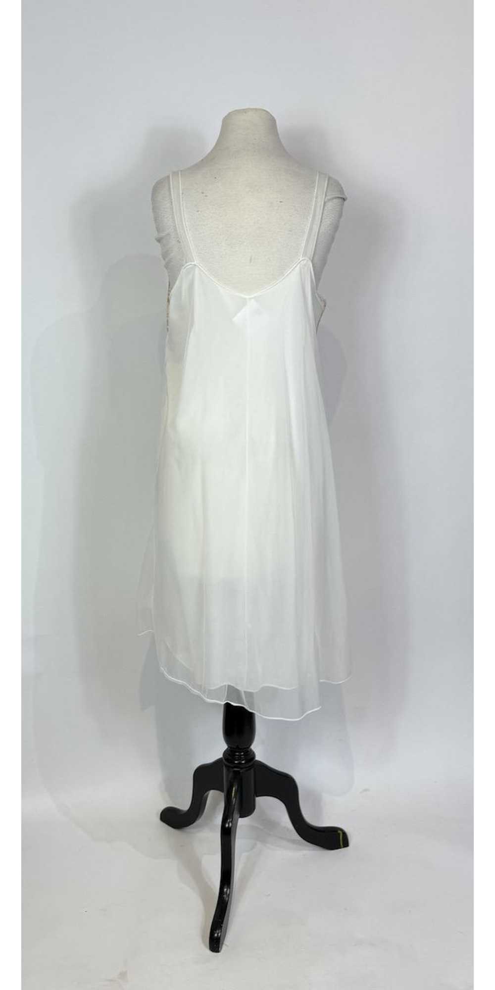 1960s White Pleated Chiffon Lace Trim Slip Dress - image 4
