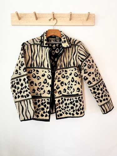 Jane Ashley 80s leopard zebra animal print jacket 