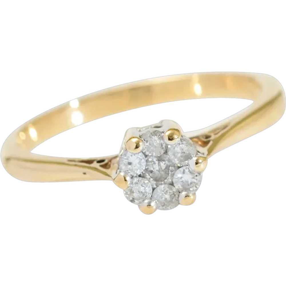 Vintage 9ct Gold & Natural Diamond Ring Daisy Clu… - image 1