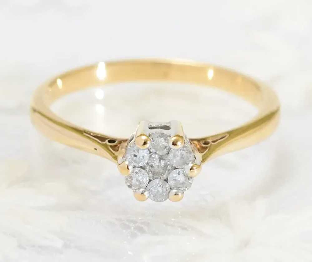 Vintage 9ct Gold & Natural Diamond Ring Daisy Clu… - image 3