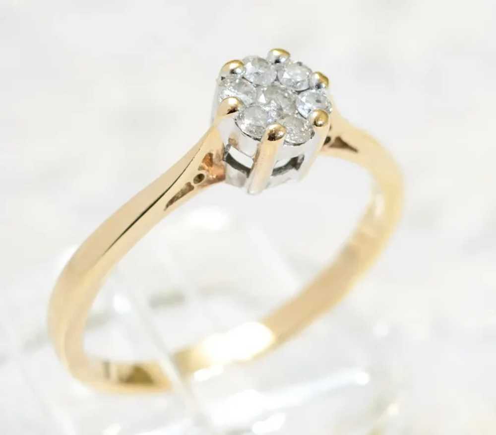 Vintage 9ct Gold & Natural Diamond Ring Daisy Clu… - image 7