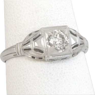 Antique Art Deco .24ct Genuine Diamond 18K White G